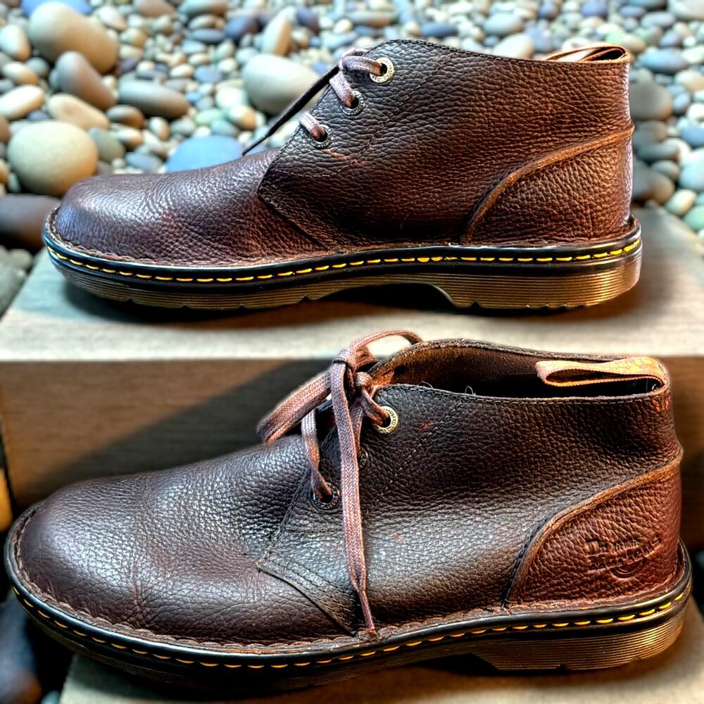 Men's Sz M11 DR. MARTENS Unisex Brown Leather Sussex Bear Track Chukka Boots EUC
